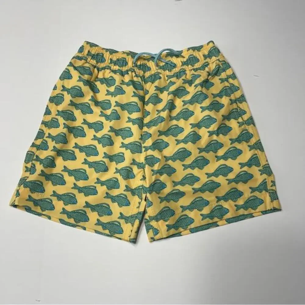 J‎ Crew Crew Cuts Boys Goldfish Swim Trunks Yellow Green
